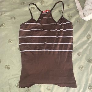 Brown and white striped tank top